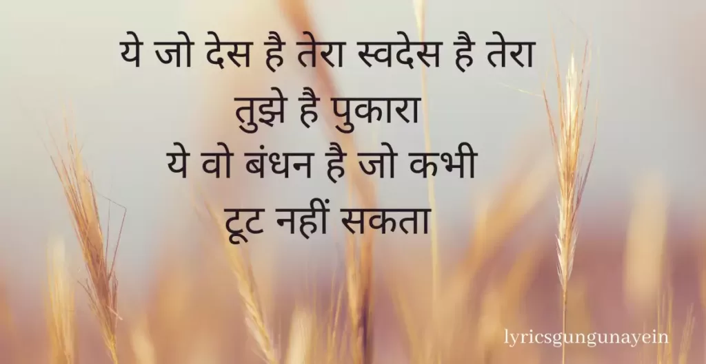 yeh jo des hai tera lyrics